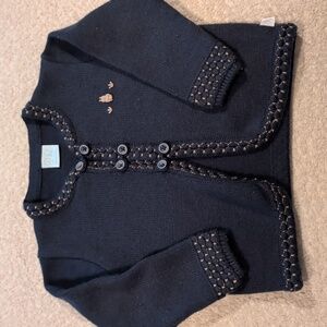 Charming Navy Kids Cardigan with Embroidered Details